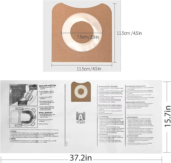 VF6000 Filter for Ridgid Shop Vac 5-20 Gallon Wet Dry Vacuums, 5-Layer HEPA Filter Fits WD5500 WD0671 WD6425 WD7000 (2 Pack VF6000 Filters + 4 Pack VF3502 Bags)