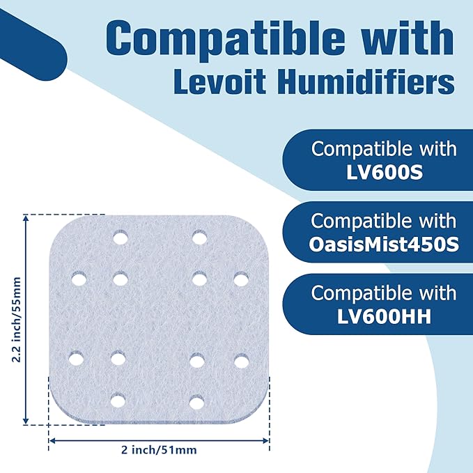 Funmit 24 Pack Humidifier Replacement Filters for LEVOIT, Mineral Absorption Pad Compatible with LV600S, LV600HH, OasisMist450S