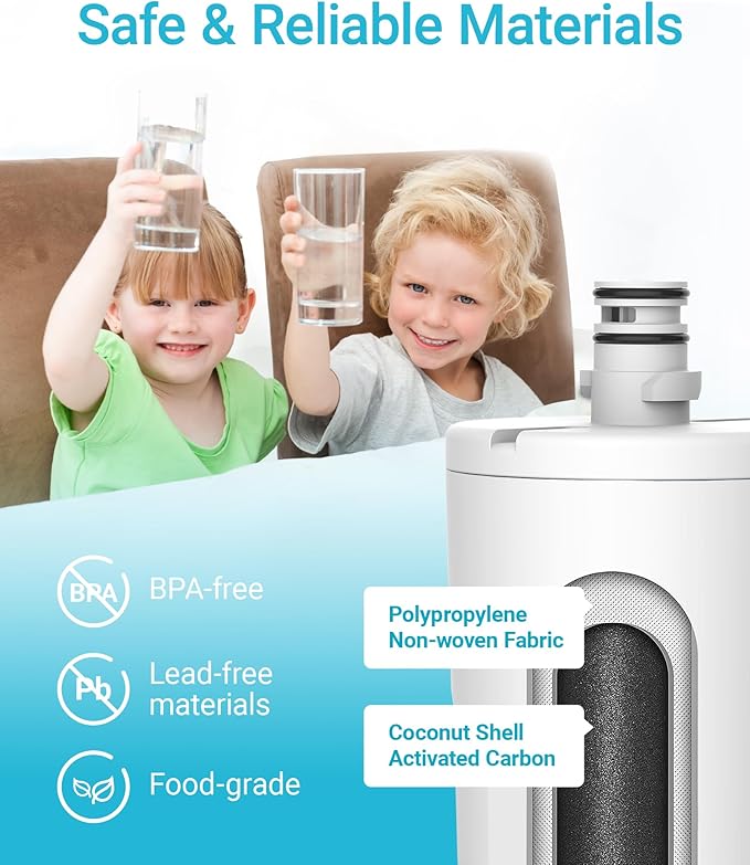 AQUA CREST 5231JA2002A Refrigerator Water Filter, Replacement for LG® LT500P®, GEN11042FR-08, ADQ72910911, ADQ72910901, ADQ72910907, Kenmore 9890, LFX25974ST, LMX25964ST, 3 Filters