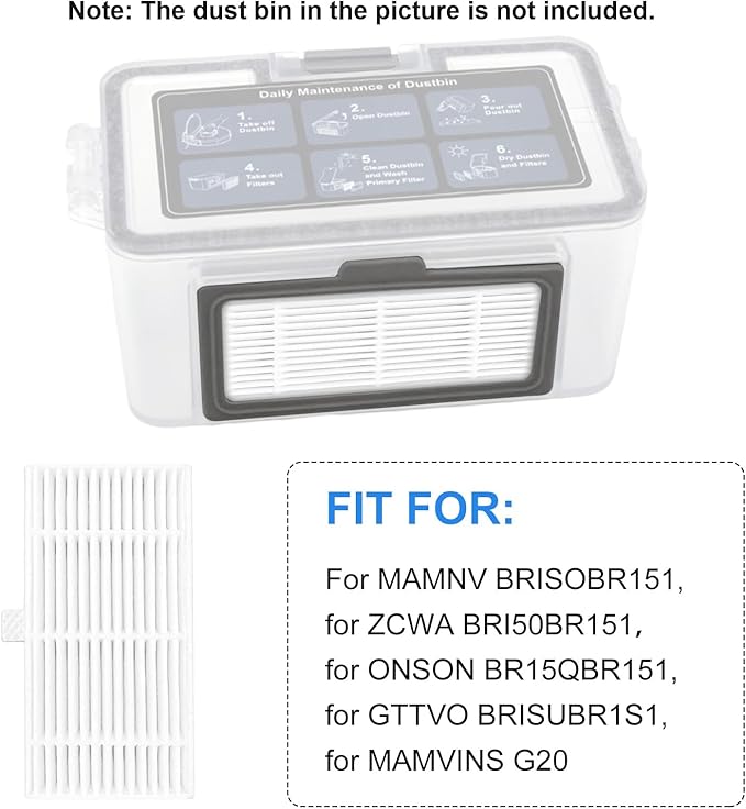 Filters For MAMNV BR150/BR151 For ZCWA BR150/BR151 For ONSON BR150/BR151 For GTTVO BR150/BR151 Robot Vacuum Cleaners, Vacuum Cleaner Filters Replacement Kits (3PCS)