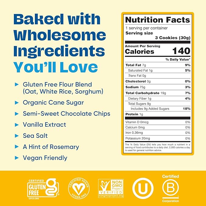 Partake Gluten Free Crunchy Chocolate Chip Cookies - Vegan - Free From the Top 9 Allergens Including Dairy, Wheat, Soy, Eggs, & Peanuts - Safe School & Office Snack (48 Packs, 1.09 oz)