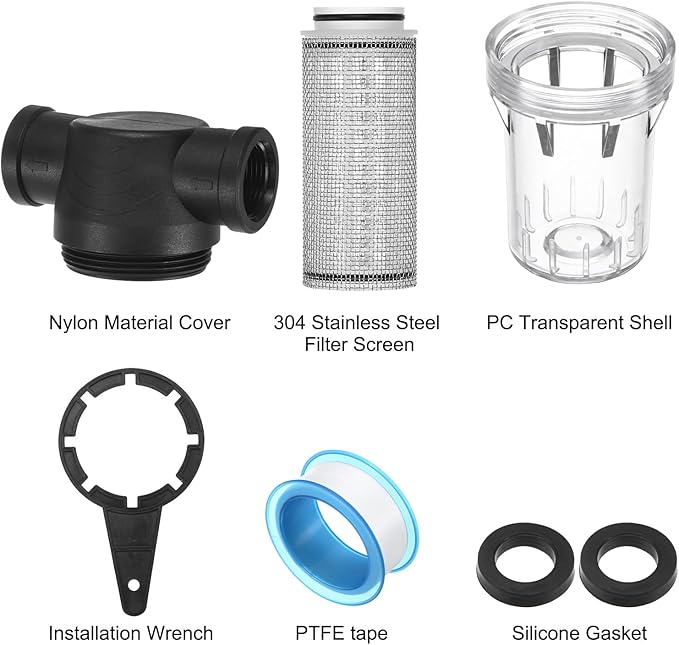 3-Pack Water Pump Strainer with 20 Mesh Stainless Steel Filter Screen, 3/4" Inch Female NPT in-line Strainer for Garden Hose Outdoor RV Water Tank Pressure Washer [Black]