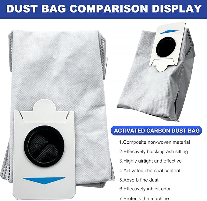 Replacement Accessories Parts Compatible with ECOVACS DEEBOT T30S Combo Robot Vacuum Cleaner.（2 Main Brush,6 Side Brushes,6 Hepa Filters,8 Mop Pads,6 dust Bags）