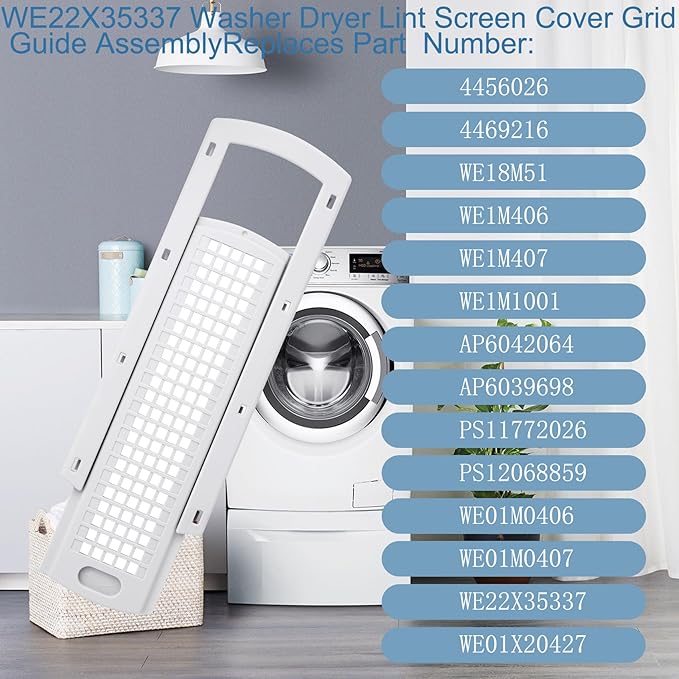 WE22X35337 Washer Dryer Lint Screen Cover Grid And Lint Filter Slide Guide Assembly,Compatible with GE&Hotpoint Dryer Replacement for WE01X25915 WE01X25914