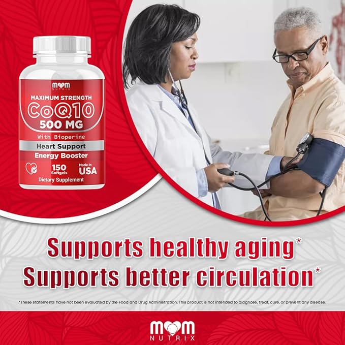 Dr. JOEL'S MOM Nutrix CoQ10 500mg – Cellular Energy Production Support – Best Absorption with Bioperine – 150 Softgels – Made in USA
