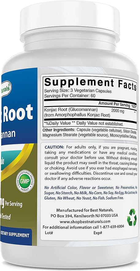 Best Naturals Konjac Root 2000mg, 180 Count