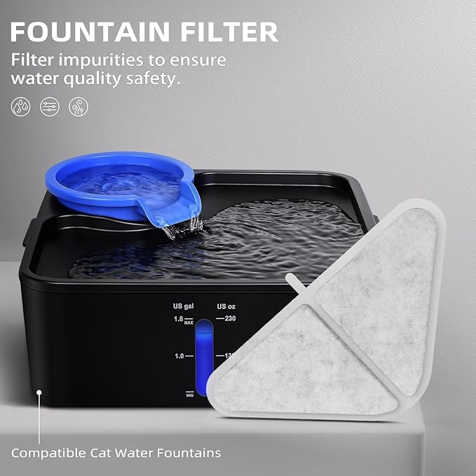 12 Pack Filters Replacements for Automatic Pet Fountains，230oz/7L Dog Multiple Filtration Dog dispensor，Filtration System Pet Fountain Filters Replacement (12 Filter+12 Mesh Bag+12 Sponge)