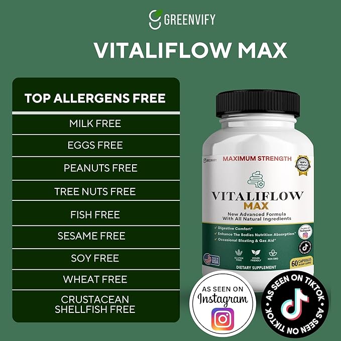 Vitaliflow Max Digestive Enzyme Supplement, 60 Veggie Capsules, Maximum Strength with Lactobacillus & Bromelain (2)