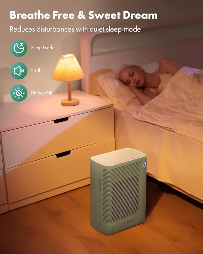 T356 Air Purifier for Home Large Room Bedroom Up to 1937 Ft² in 1 Hr With Double-sided Air Inlet, Air Quality and Light Sensors, HEPA Sleep Mode for Allergies, Dust, Pollen, Pet Hair, Green