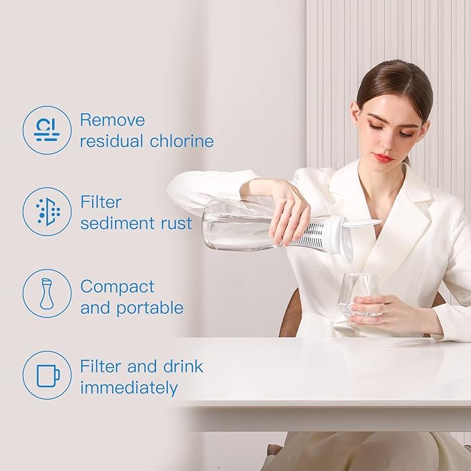 Glass Water Filter Pitcher with Non-Slip Mat,211 Gallons Long-Life,1.3L,BPA Free,Removes Lead,Chlorine,Rust,Odors,Microplastics,Gray