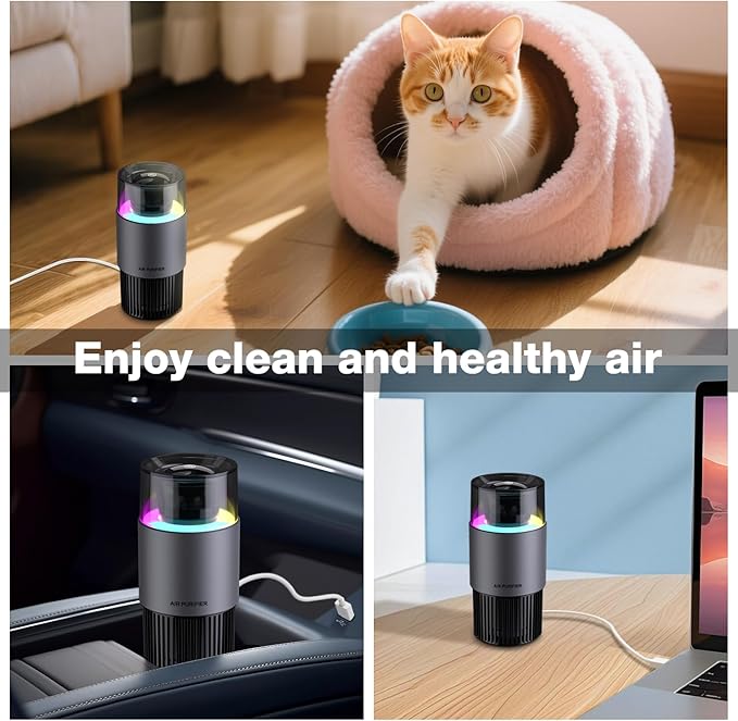 Portable HEPA Air Purifier with negative ion Purification, for Car, Truck, RV/Camper, for Smoke,Pet Dander, Dust, Pollutants for Clean Air