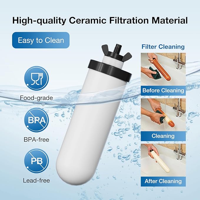 8.46-Inch 3-Stage Filtration Ceramic Purification Elements NSF/ANSI 42&372 Certified,Replacement for Berkey® ProOne® Ceramic Filter BB9-2® or Berkey® Big+ Gravity Water Filter System (2 Pack)