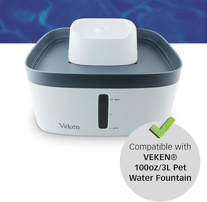 PET STANDARD Replacement Water Filter & 6 Pack Replacement Pre-Filter Sponges Compatible with VEKEN® 100oz/3L Automatic Pet Fountain, Pack of 12