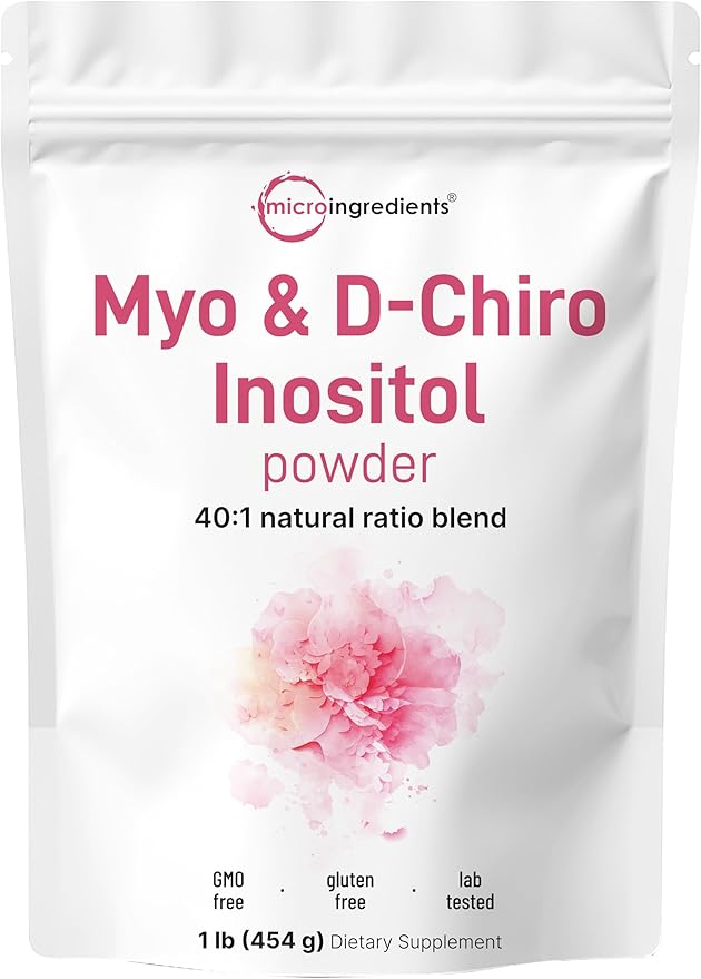 Micro Ingredients Myo-Inositol & D-Chiro Inositol Powder, 1lb (221 Servings) | 40:1 Ideal Ratio Inositol Supplement for Women | Supports Hormonal Balance & Ovarian Health | Non-GMO, Vegan, Filler-Free