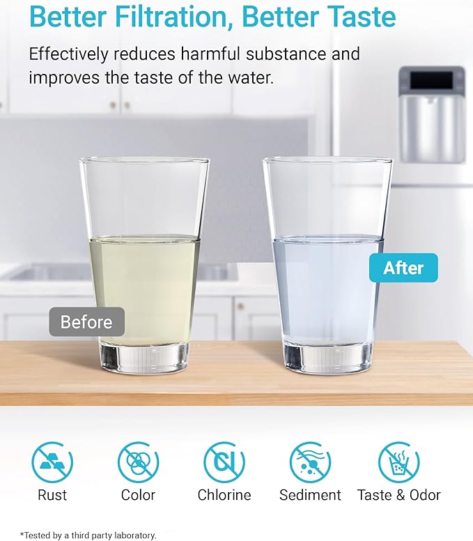 AQUA CREST Replacement for GE® RPWFE®, RPWF (with CHIP) Refrigerator Water Filter, Compatible with GYE22HMKES, GYS22GMNES, GYE22HBLTS, DFE28JSKSS, GFE28HMHES, GFE28GYNFS, 4 Filters