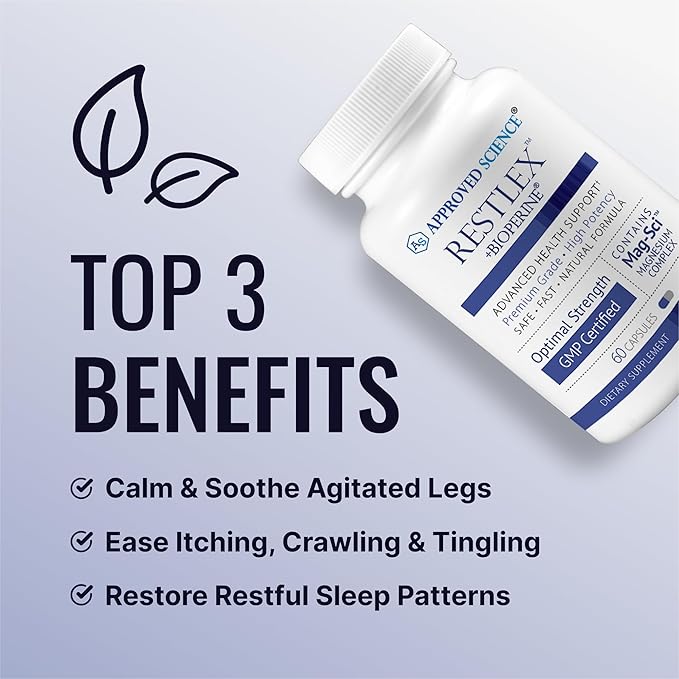 Approved Science Restlex - 420 mg Magnesium Glycinate Blend, L-theanine 200 mg - 60 Capsules - Pack of 2