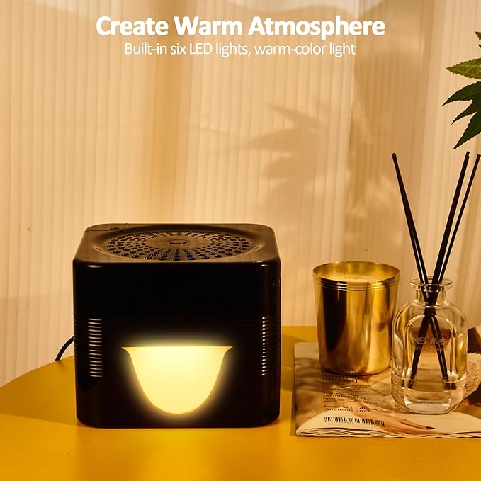 Water-Based Air Purifier Air Washer, Air Revitalizer with Filter Net, Air Fresher with Warm Color LED Night Light, Small Air Cleaner for Home and Office, Aroma Diffuser for Smoke & Pet