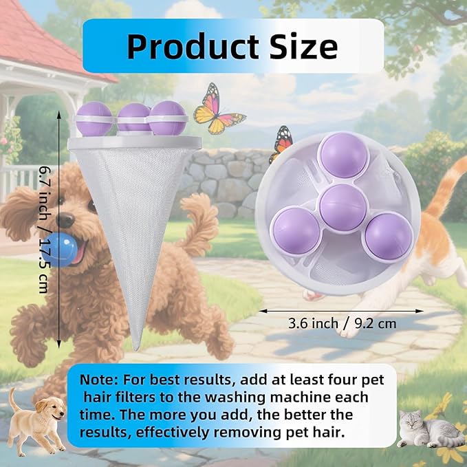 Pet Hair Remover for Laundry, 2025 Upgraded Pet Hair Remover for Laundry Hair Filter Bag Lint Catcher for Washing Machine Cat and Dog Hair Washing Machine Catcher 6 Pcs (Purple)
