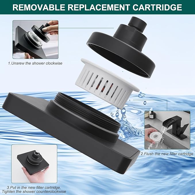 Hoimpro Filtered Shower Head High Pressure Rain Shower Head Filter for Hard Water, Adjustable Replacement Remove Chlorine and Harmful Substances (Matte Black, 6 Inch Square)