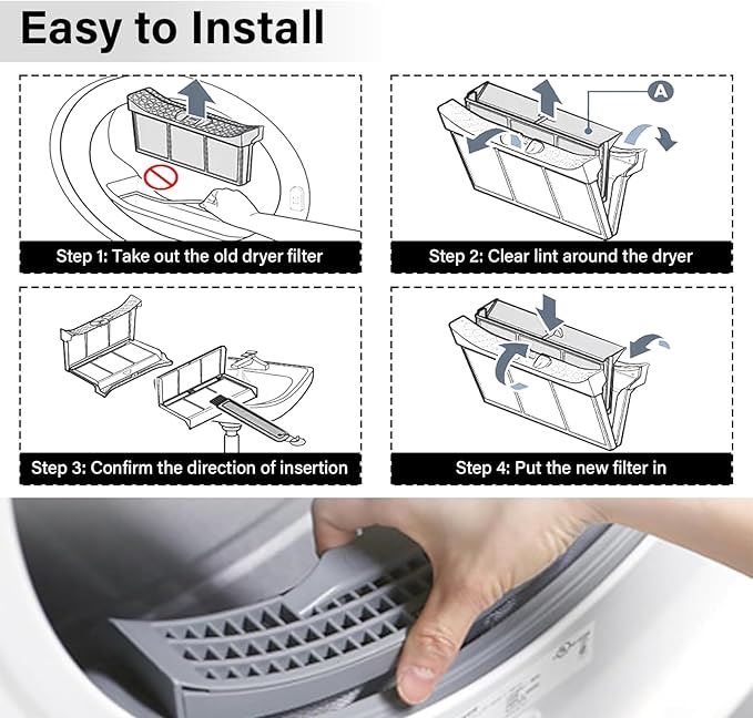 WE16X32537 Dryer Lint Filter Trap Screen Replacement for GE Clothes Dryer, Dryer Lint Strainer Replaces AP7205579 WE16X29597
