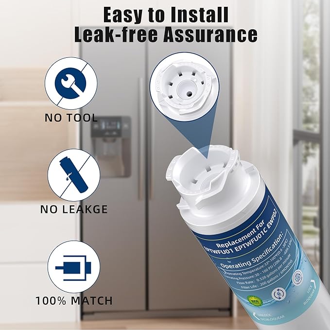 EPTWFU01 Water Filter Replacement,Water Filter Compatible with Frigi-daire EPTWFU01, EWF02, Pure Source Ultra II,Pack of 3