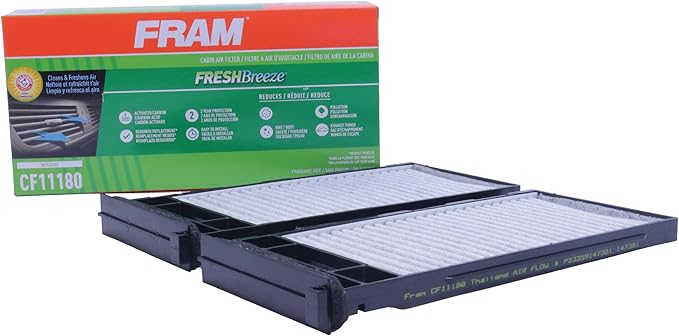 FRAM Fresh Breeze Cabin Air Filter Replacement for Car Passenger Compartment w/ Arm and Hammer Baking Soda, Easy Install, CF11180 for Nissan Vehicles