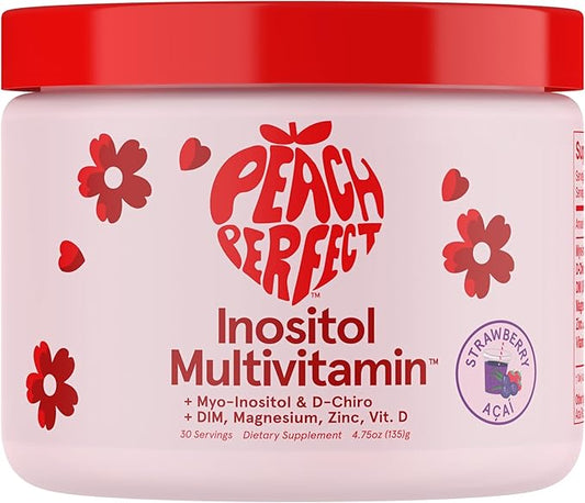 Inositol Powder Multivitamin, Strawberry Acai Flavor – 4g Myo & D-Chiro Inositol, DIM, Zinc, Magnesium Glycinate, Vitamin D3 – Supports Women’s Health, Cycle, Energy, 30 SVG