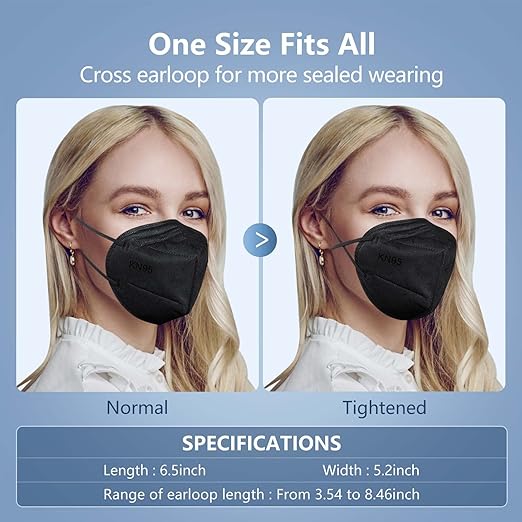 HALIDODO 60 Packs Individually Wrapped KN95 Face Mask 5-Ply Breathable & Comfortable Filter Safety Mask with Elastic Ear loop and Nose Bridge Clip, Protective Face Cover Mask, Multi Color