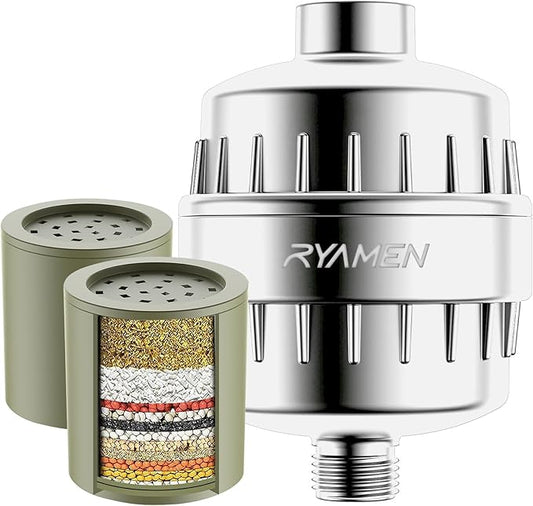 Heavy Duty Shower Filter, Shower Water Filter, 99% REMOVAL Shower Head Filter for Hard Water, Heavy Metals, Chlorine, Enhanced Water Filtration for Healthier Skin and Hair (Silver)