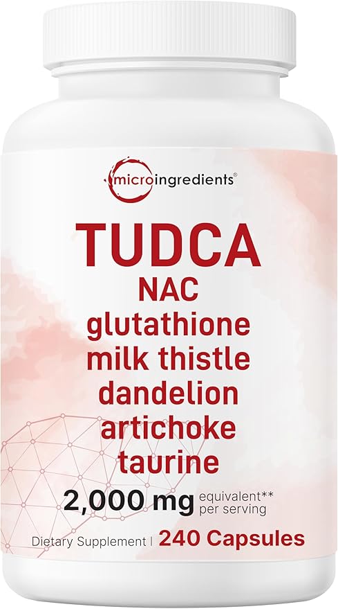 TUDCA 2,000mg Bile Salts Liver Support Supplement, 240 Capsules | Powerful 7-in-1 Formula with NAC, Milk Thistle, Glutathione & More for Liver Cleanse & Detox, Bile Flow & Gallbladder Support