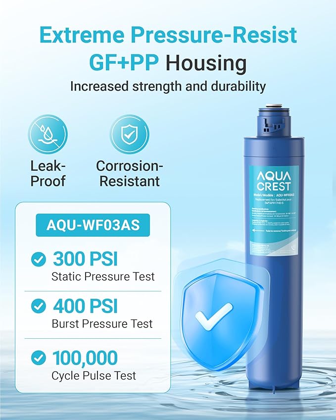 AQUA CREST W03AS Whole House Water Filter, Well Water Filter Replacement for Aqua-Pure® AP917HD-S, Compatible with 3M® Aqua-Pure® AP904 System, Reduces Chlorine Taste and Odor, Inhibits Scale, 1 Pack
