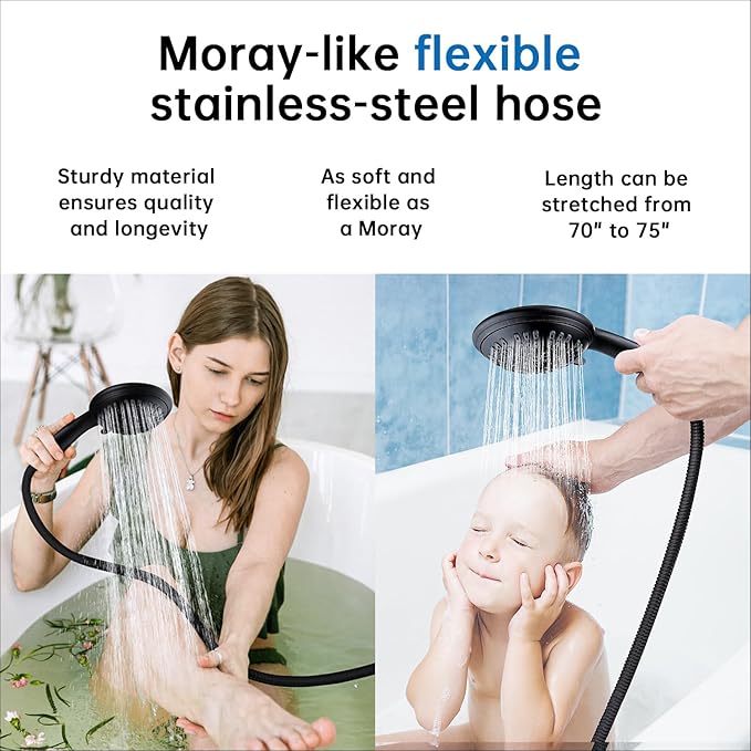 G-Promise Luxury Filtered Handheld Shower Head, Shower Set 6 Spray Showerhead with Effective Filter of 2 Cartridges, Adjustable Metal Bracket, Extra Long Hose (Oil Rubbed Bronze with Filter)