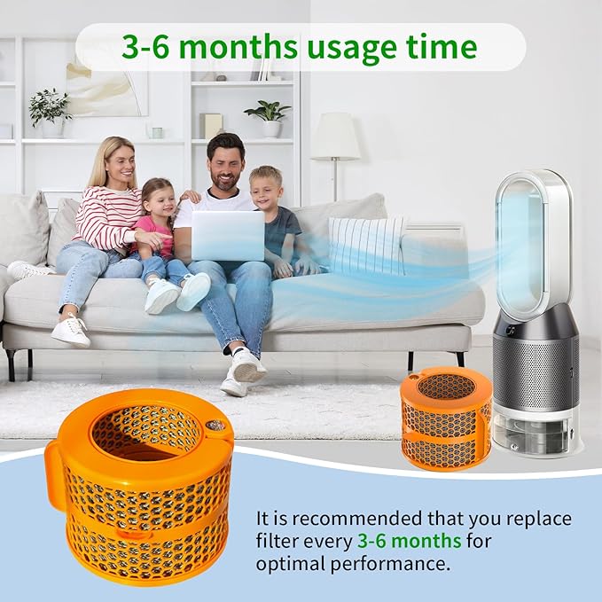 2 Pack 2-IN-1 Replacement Carbon Fiber Evaporator Filter Compatible for Dyson PH01 PH02 PH03 PH04 PH3A Models Humidify+Cool Air Purifiers, Orange