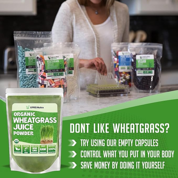 XPRS Nutra Organic Wheatgrass Juice Powder - Sustainably Grown - Instant Wheat Grass Juice Powder Made from Concentrated Juice - More Potent Than Organic Wheatgrass Powder - 16 Ounce