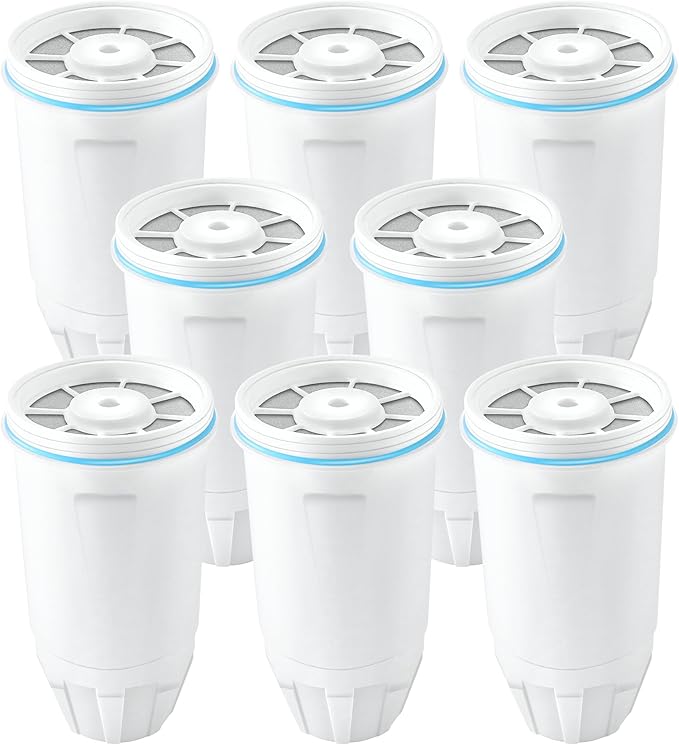 8 Pack Water Filter Replacement for Zero Water, New Resin Filtration System 0 TDS 0 Leak, Compatible with Zero Water Pitcher and Dispenser, Reduce Lead/Chromium/PFOA/PFOS by TOMOON