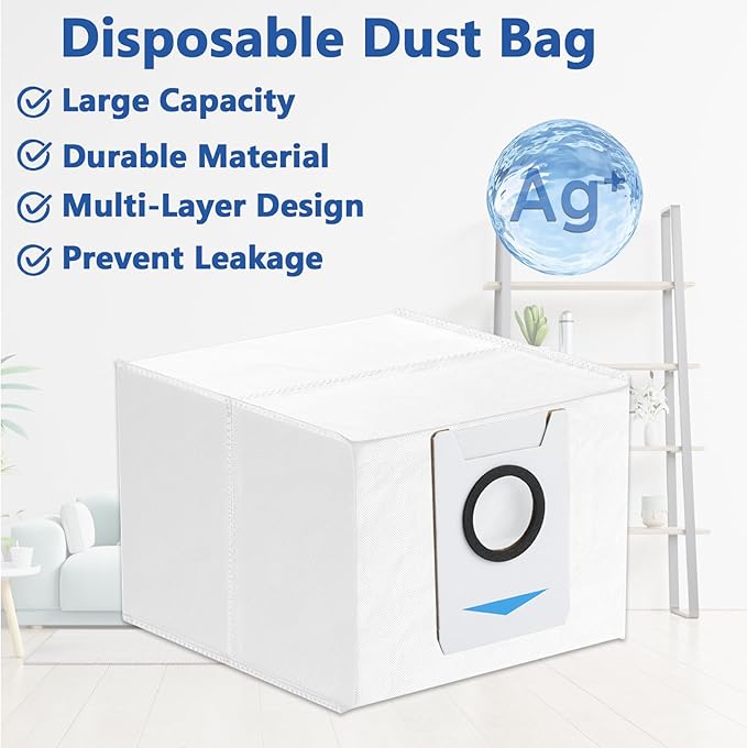 22 Pack Replacement Parts for ECOVACS T20 Omni/Max/Pro,Ecovacs T20 Max Vacuum Cleaner Accessories Kit, 1 Main Brush, 4 Hepa Filters, 4 Mop Pads, 6 Vacuum Bags, 6 Side Brushs, 1 V-shaped brush