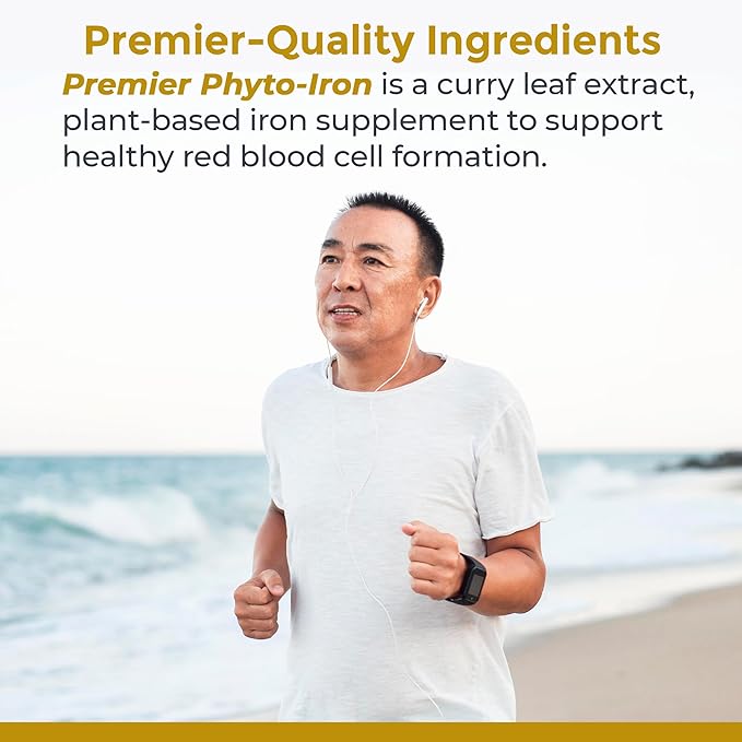 Premier Research Labs Phyto-Iron - Plant Based Iron for Men & Women for Blood Support, Curry Leaves Supplement, Iron Supplements, Non-Heme Iron, 18mg Iron Per Serving - 120 Vegetarian Capsules