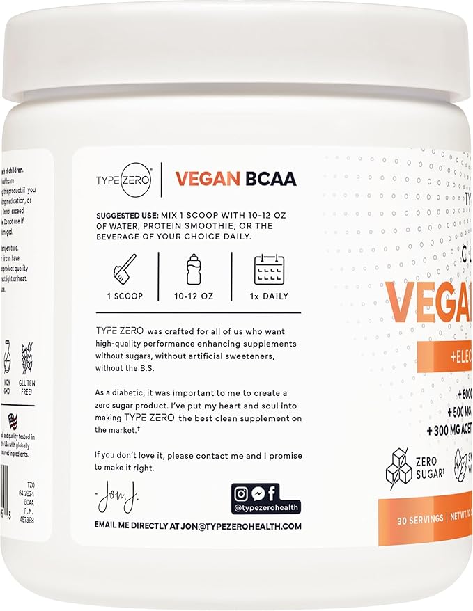 Ultra Clean Vegan BCAA Powder + Electrolytes (Peach Mango | 6G) 2:1:1 Sugar-Free/No Sucralose BCAAs Amino Acids Supplement for Women/Men - Best BCAA Vegan Amino Acids After Post Workout Recovery Drink