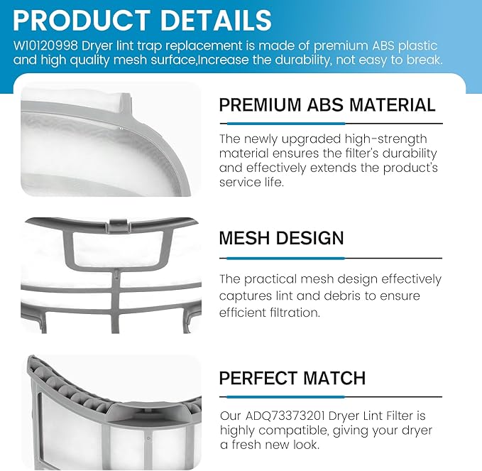 [2025 NEW] ADQ73373201 Dryer Lint Filter Assembly with Clothes Dryer Cleaner Brush Fit for Kenmore LG(DLEX DLGX) Dryer - Dryer Lint Screen Replaces 2656948 AP5675511 PS7787727 EAP7787727 by puxyblue