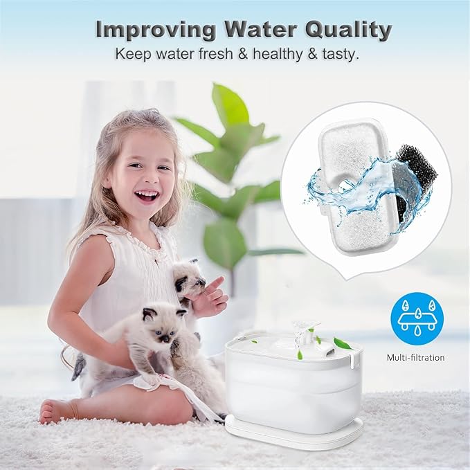 24 Pack Cat Water Fountain Replacement Filter for Petlibro Dockstream Cat Water Fountain PLWF005/PLWF115/PLWF105, Pet Fountain Replacement Filters with Pre-Filter Pump Sponges(24+24)