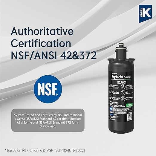 Pureal Hybrid Home PPU-1000D Under Sink Water Filter System with Faucet, 10K Gallons, NSF/ANSI 42&372, Mineral Sediment Carbon Block KDF Polyphosphate Filter for Scale & Lead & Chlorine