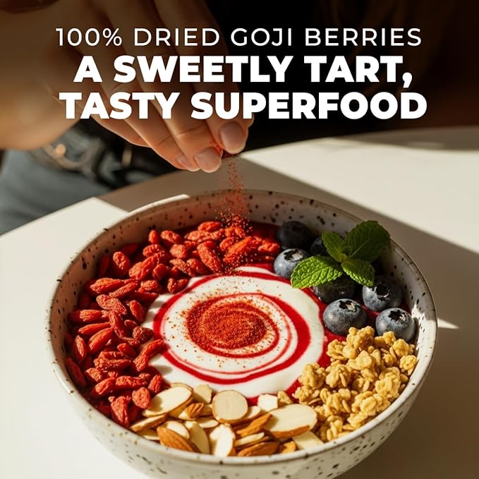 Gya Tea Co Goji Powder 1.1lb (17.64 Oz) - 100% USDA Organic Vegan Berries - Ideal for Healthy Smoothies, Tea, Baking - Antioxidant Rich Superfood for Wellness Support & Energy - Non GMO, Gluten Free