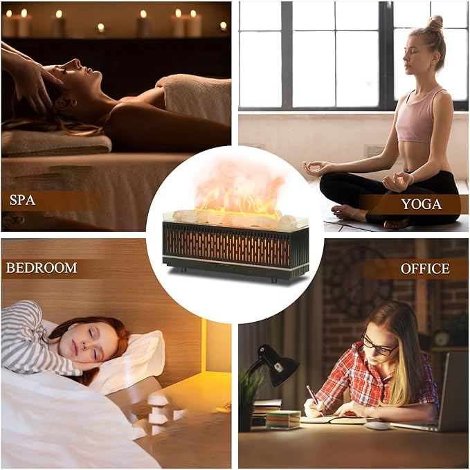 Essential Oil Diffuser for Home 200ML, Himalayan Salt Lamp Diffuser Aromatherapy Diffuser with Ultrasonic Humidifier 7 LED Colors 2 Timing Modes Auto Off Diffuser for Spa,Yoga,Office