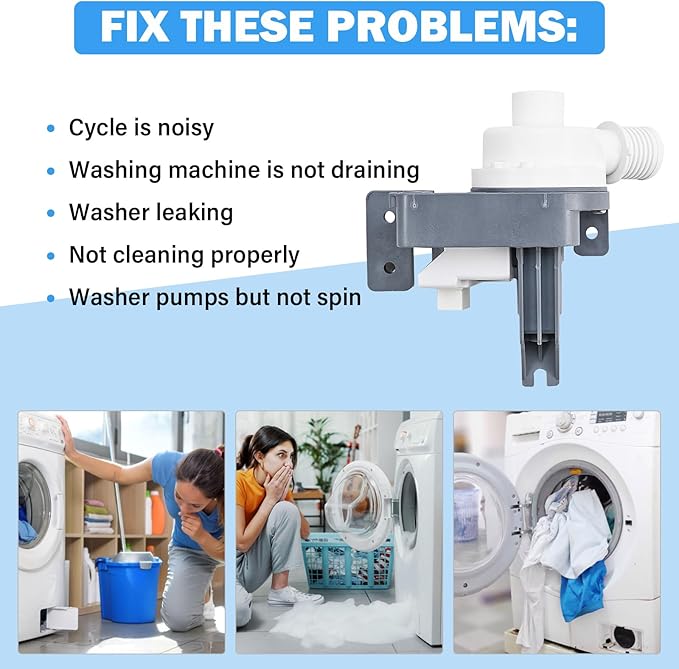 W10876600 W10727777 Washer Drain Pump Assembly Compatible with Whirlpool Kenmore Maytag Crosley Top Load Clothes Washing Machine Replacement Parts W10876600VP AP6004933 PS11738156 B25-3A04