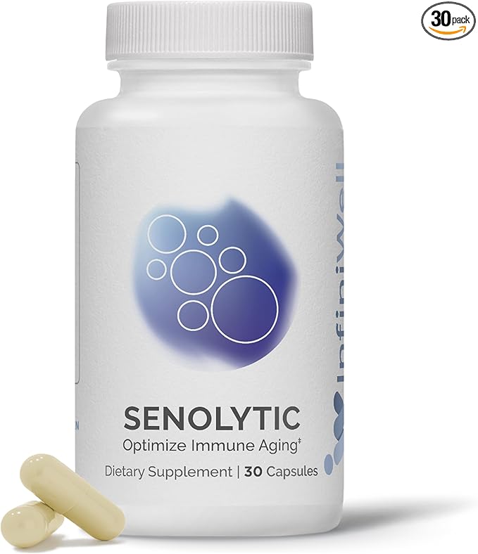 InfiniWell Senolytic Longevity Supplements - Optimize Cellular Aging, Help Support Cognitive Function & Neurological Processing - with Resveratrol, Pterostilbene & Quercetin (30 Capsules)