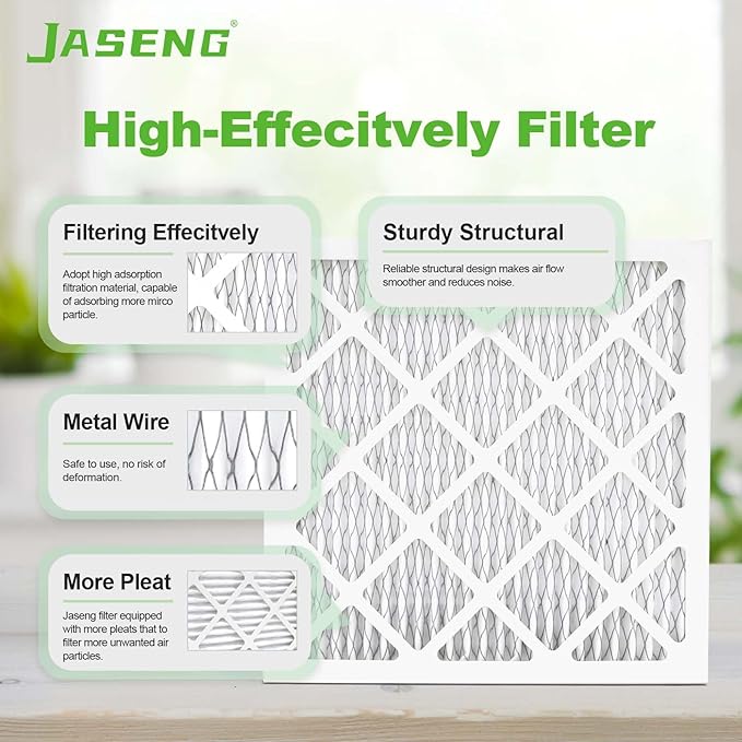 12x12x1 AC Furnace Air Filters,(4-Pack) MERV 8 Dust Defense, JASENG MPR 600 Pleated HVAC Replacement Air Filter (exact dimensions: 11 3/4"x11 3/4"x3/4")