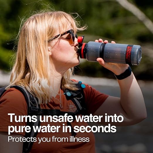 Water-to-Go Water Filter Bottle for Hiking - 25oz/75cl Outdoor Water Purifier for Outdoor Survival & Emergency Use