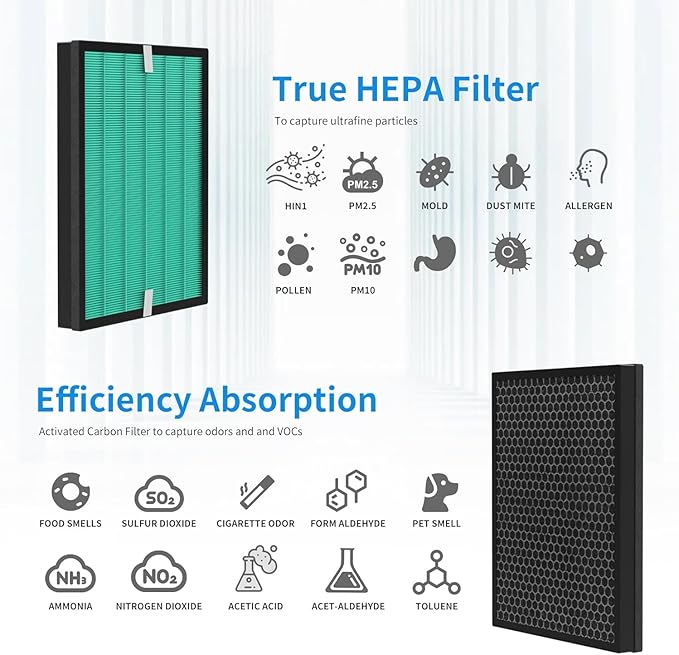 Airmega 150 Filter Replacement Compatible with Coway Airmega 150 (AP-1019C) & Airmega 160 Air Purifiers, Green True HEPA and Enhanced Activated Carbon Filter, Part＃AP-1019C-FP Upgraded Version 2 Pack