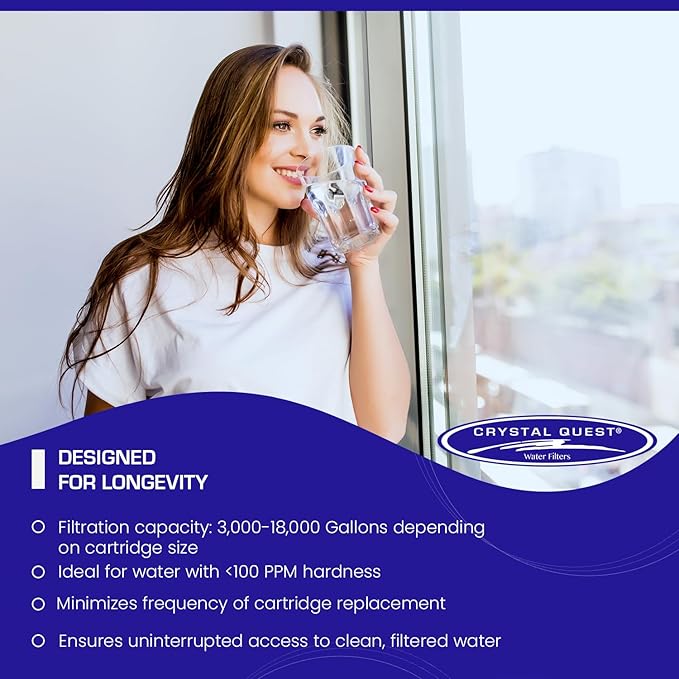 Crystal Quest Calcite & Coconut Shell GAC Water Filter Cartridge – pH Balancing, Dual-Stage Filtration, Removes Impurities, Enhances Taste – Fits Countertop & Inline Systems