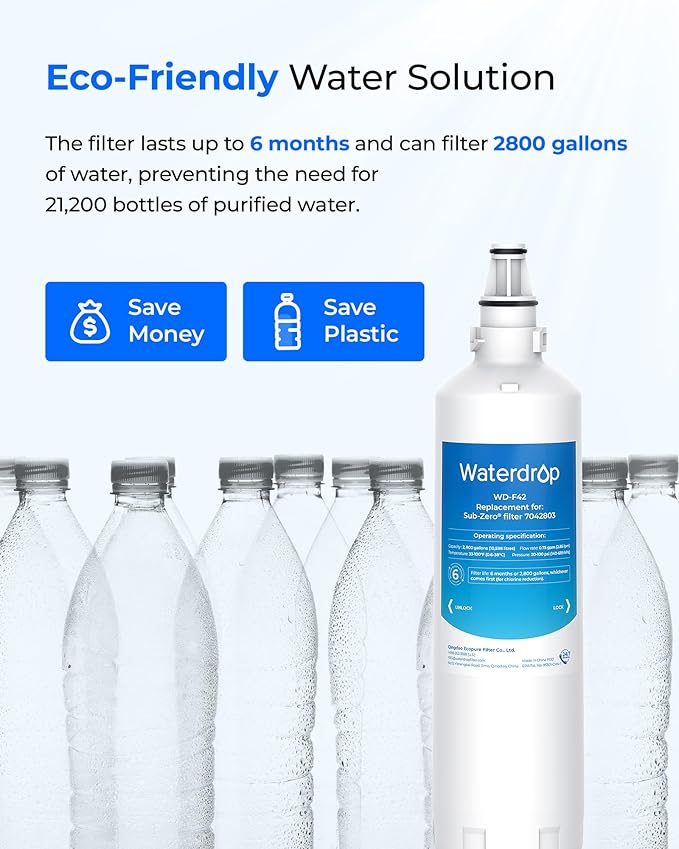 Waterdrop 7012333 Ice Maker Water Filter, Replacement for Sub-Zero 7012333/7042803, UC-15, UC-15IP Ice Maker Water Filter, Manitowoc K00374 K00374001